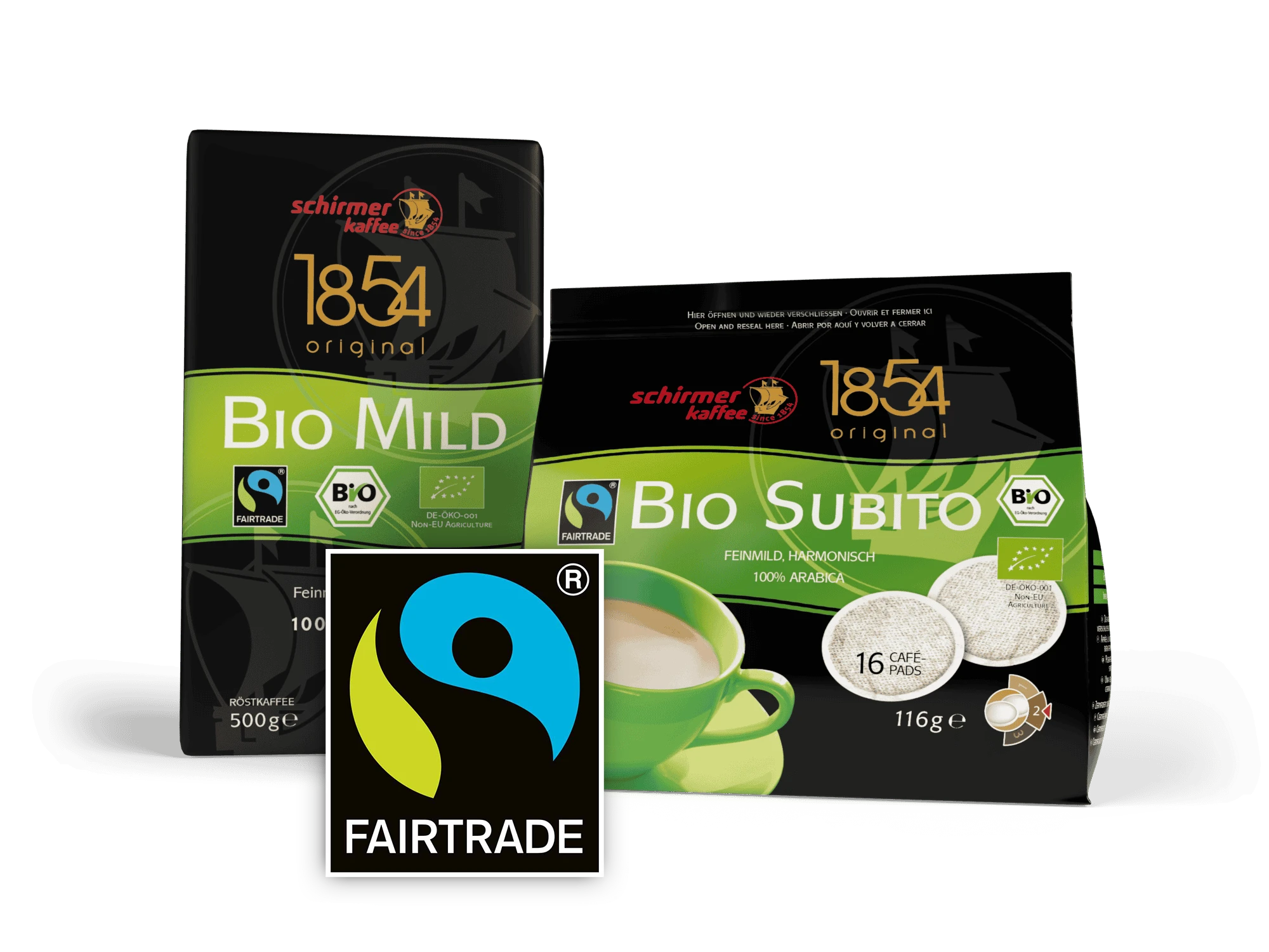 Schirmer Fairtrade Packungen
